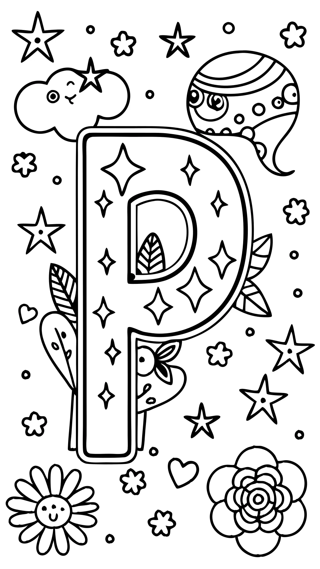 coloriage lettre p